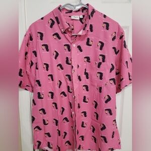 crown & ivy Pink Graphic Men's Button Down Shirt